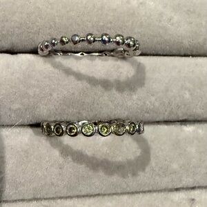 New Bomb Party Size 8 Silver Stackable Rings - Beaded & Bezel Eternity Bands
